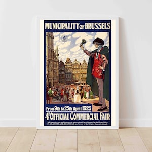 Brussels Belgium Vintage Travel Poster - Framed/Unframed