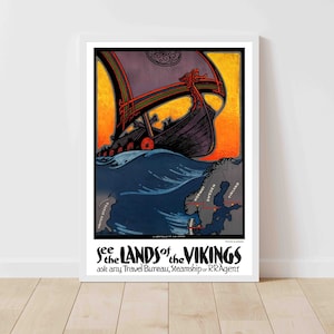 See the Land of the Vikings Vintage Travel Poster - Framed/Unframed