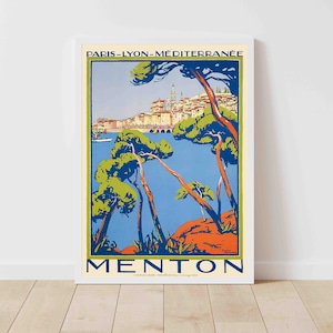 Menton France Vintage Travel Poster - Framed/Unframed
