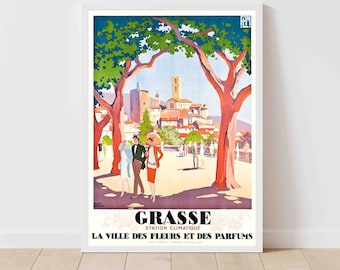 Grasse French Riviera France Vintage Travel Poster - Enmarcado / Sin marco