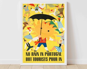 Portugal Sunny Vintage Travel Poster - Framed/Unframed