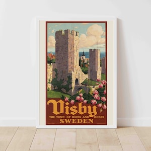 Visby Gotland Sweden Vintage Travel Poster - Framed/Unframed