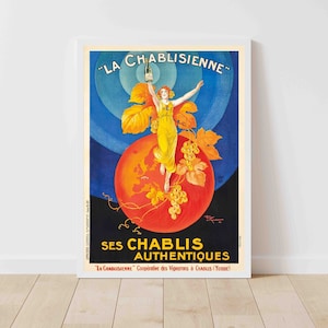 Chablis Drink Getränke Vintage Reiseplakat - gerahmt / ungerahmt