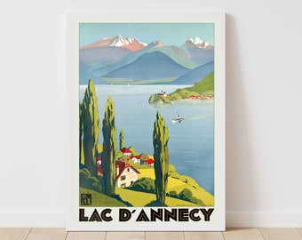 Lake Annecy France Vintage Travel Poster Print - Framed/Unframed