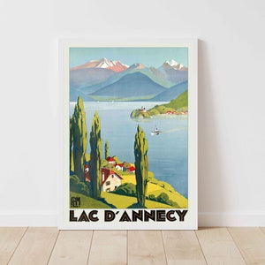 Lake Annecy France Vintage Travel Poster Print - Framed/Unframed