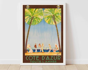 Cote D'Azur France Vintage Travel Poster - Framed/Unframed