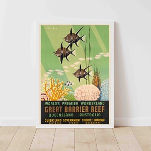 Australia Great Barrier Coral Reef Vintage Travel Poster - Framed/Unframed
