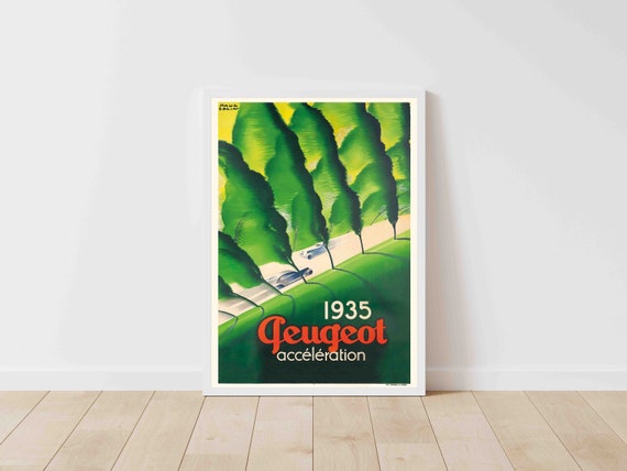 Peugeot Automobile 1935 Vintage Car Poster Advertisement France Vintage Advertising Poster Print - Framed/Unframed