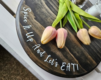 Wooden Lazy Susan Turntable: 12-inch Pine Centerpiece