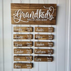 Grandchildren sign, Personalized, Custom Grandparents sign, Grandparents sign with names and birthdays, Grandparent gift, Custom, Wall art