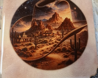 Humidor Western artesanal: Arc & Ash, resina iluminada, audio integrado, diseño Frontier.
