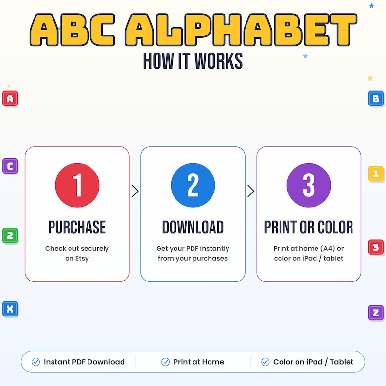 Alphabet Coloring Pages Book for Kids | ABC Letters A–Z With Cute ...