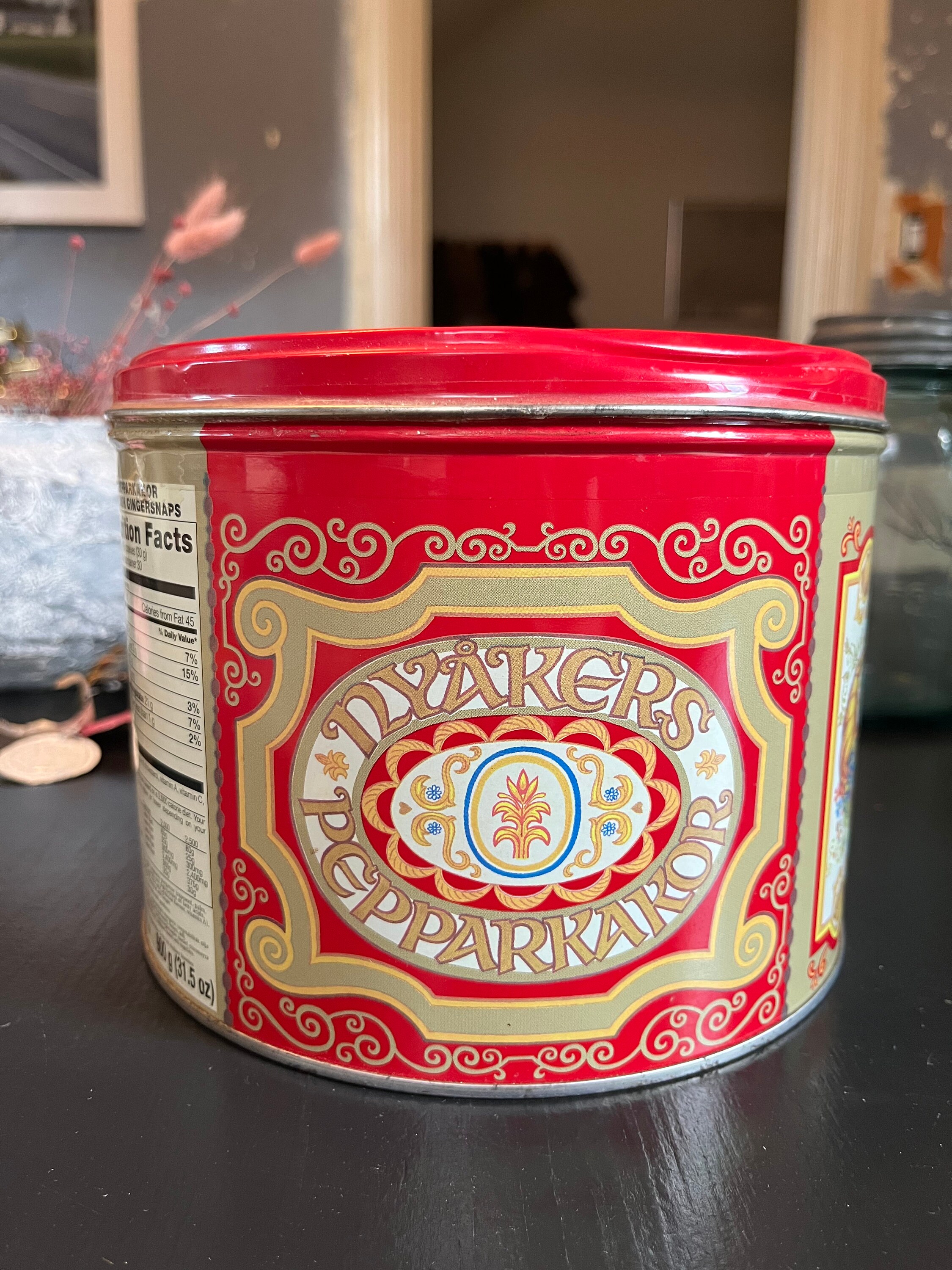 Swedish Tin Box Vintage Red Cookie Box 'annas 