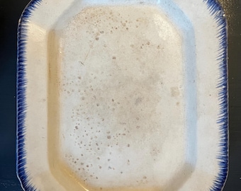 Leeds Blue and White Feather Edge Platter with Cut Corners - 19th Century - Excellent condition - US shipping included