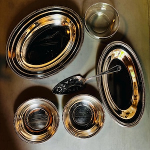Set of Vintage Silver serving pieces - ready for your party - ship free!