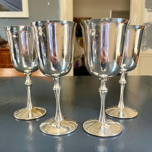 Four Silver Water / Wine goblets - Spanish - Silverplate - Classic European Tablewear - Ship Free!