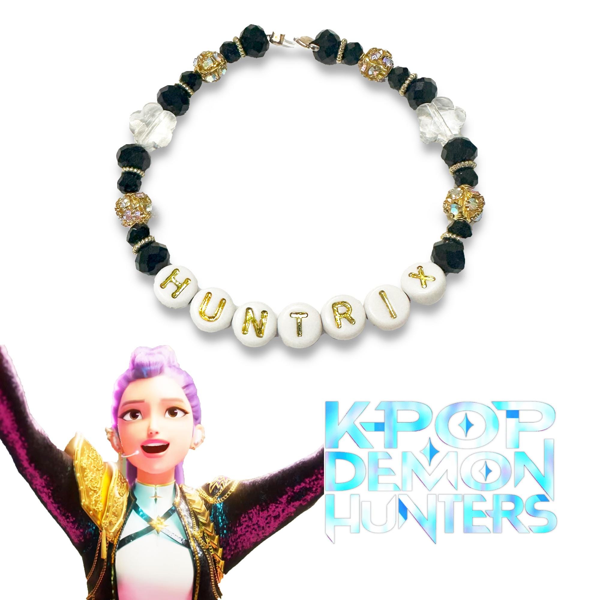 KPOP Demon Hunters - HUNTRIX - Handmade Beaded Bracelet - Black