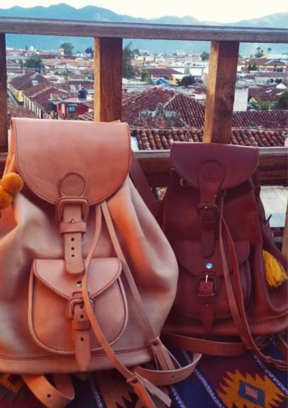 Mexican leather clearance backpack