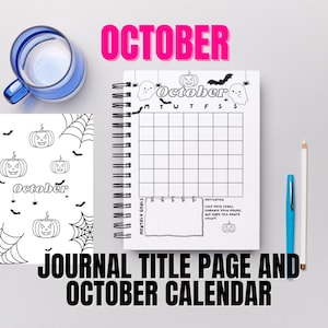 OCTOBER Title Page - October Calendar - Journal Title Page and Calendar Set - October Cover Page - PRINTABLE Calendar - A5, A4