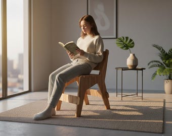 Modern Minimalist Chair CNC Router Cutting DXF File Wooden bedside table, Modern stool plans