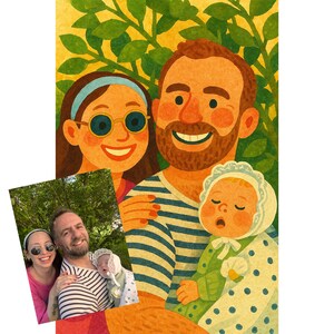 Custom Digital Portrait from Photo | Cartoon Caricature Illustration, Personalized Gift for Couples, Families & Pets