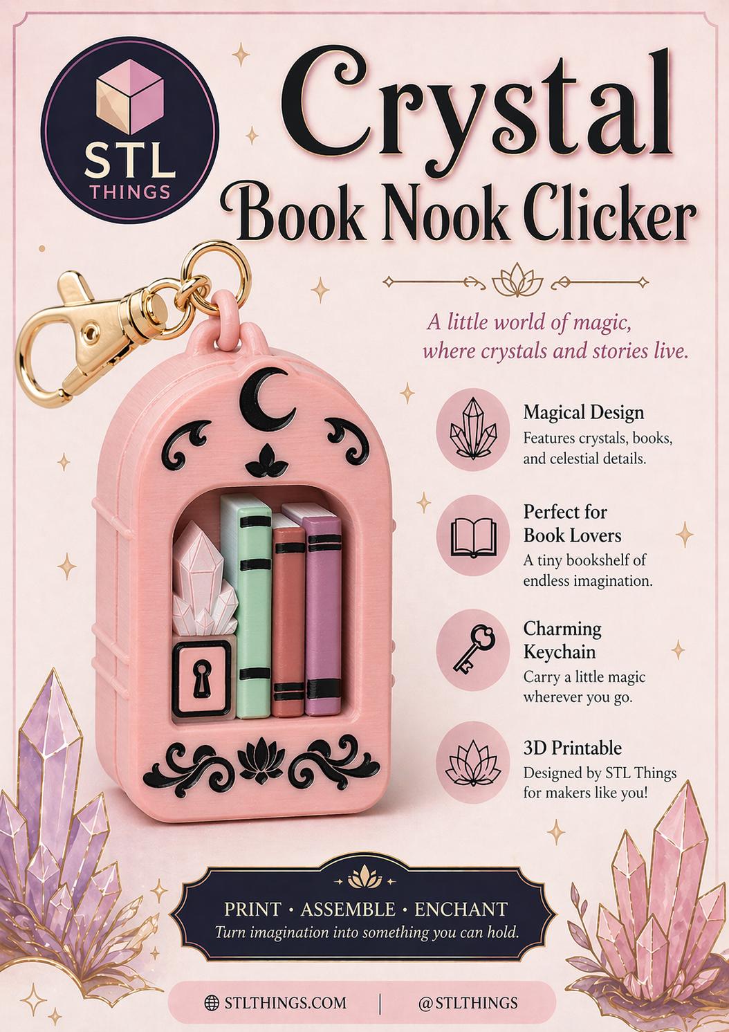 Crystal Book Nook Stl File for 3D Printing (no Actual Clicker Included ...