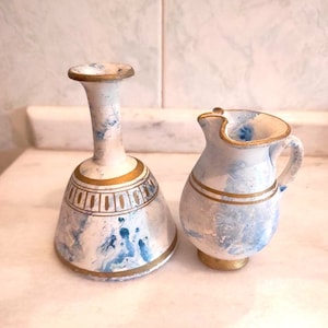 1950s Set Antique Vase in Raw Ceramic with worked cap - Italian antiques - Vases 1950s - Unique gift - Decorative Vase Vintage