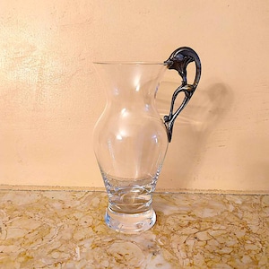 Vintage Italian Crystal - Vintage Jug with silver handle - Amphora 50s - Antiques English