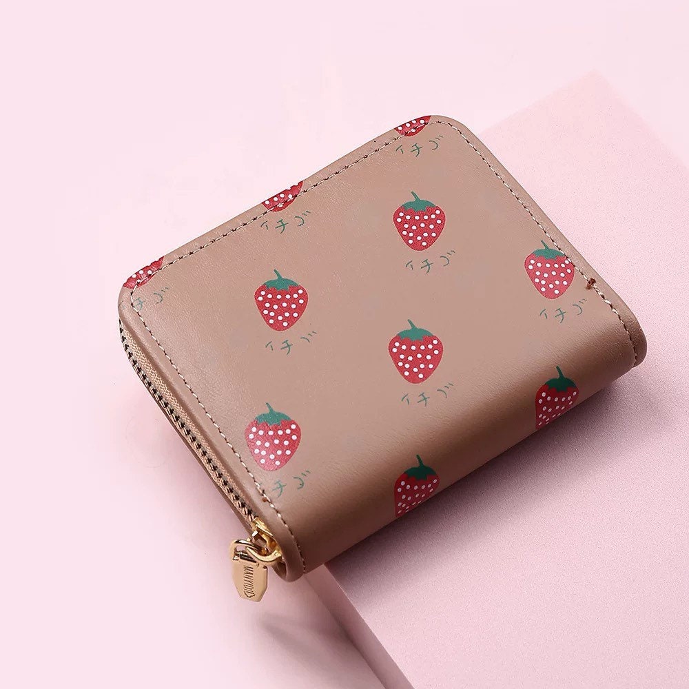 GloryMM Cute PU Leather Coin Purse Strawberry Fruits Girl Small Zippered Keychain Wallet 