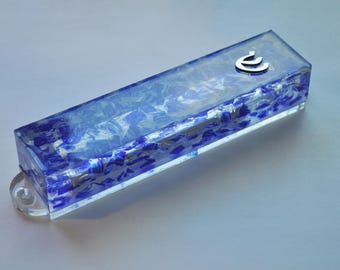 Personalized Wedding Glass Mezuzah – Custom Resin Mezuzah from Broken Wedding Glass, Unique Jewish Wedding Gift