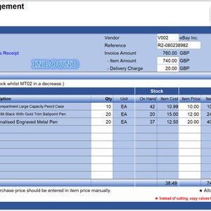 Ver 1) Small Business Inventory Management System, Mini ERP (Excel Macro)