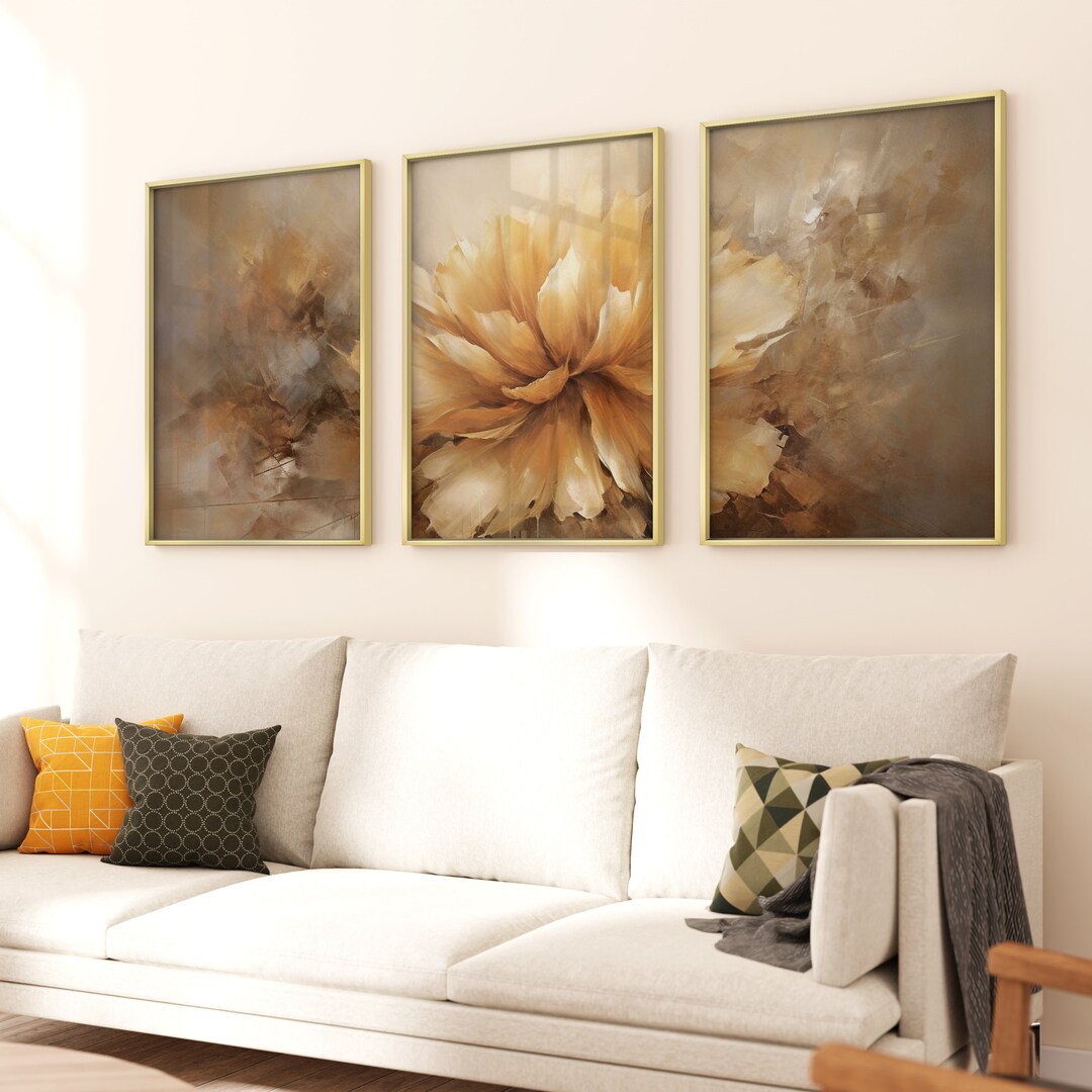 Metallic Accents, Modern Elegance, Wall Art Set: Gold and Grey Abstract ...