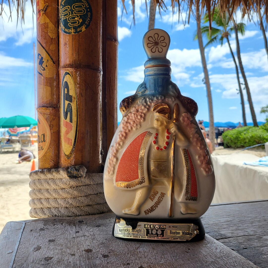 Jim Beam Hawaiian King Kamehaeha Decanter Vintage Hawaiiana Etsy