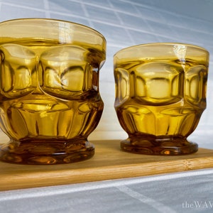 Libbey Ashburton Amber Honeycomb Short Tumbler, Set of 2 - Vintage Glassware