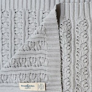 Organic Cotton Cable Knitted Baby Blanket for Baby Gift, Baby Shower Gift, Christening Gift, 1 Yr Old Gift, & Toddler Gift.