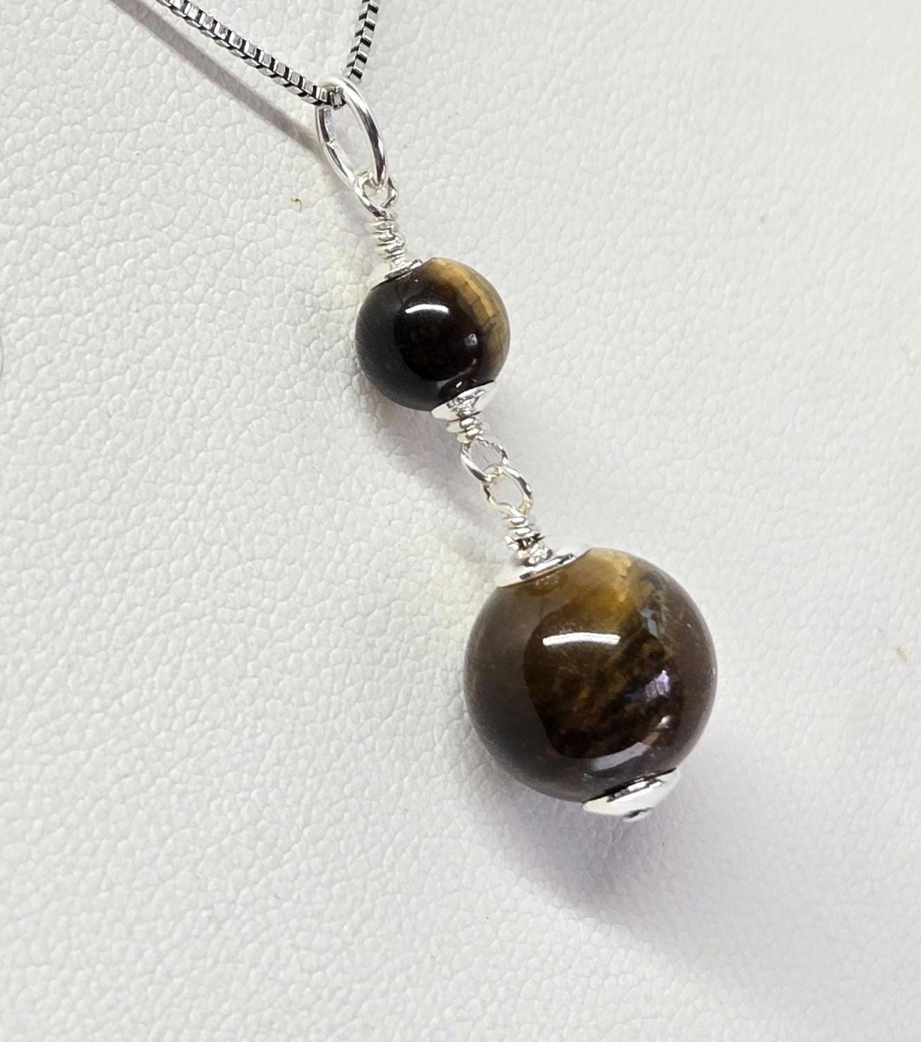 Artisan Tiger's Eye Sterling Silver Modern Lavalier Pendant - Thumbnail 2