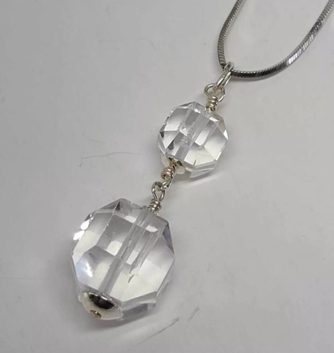 Vintage Rock Quartz Crystal Sterling Silver Pendant - Thumbnail 3