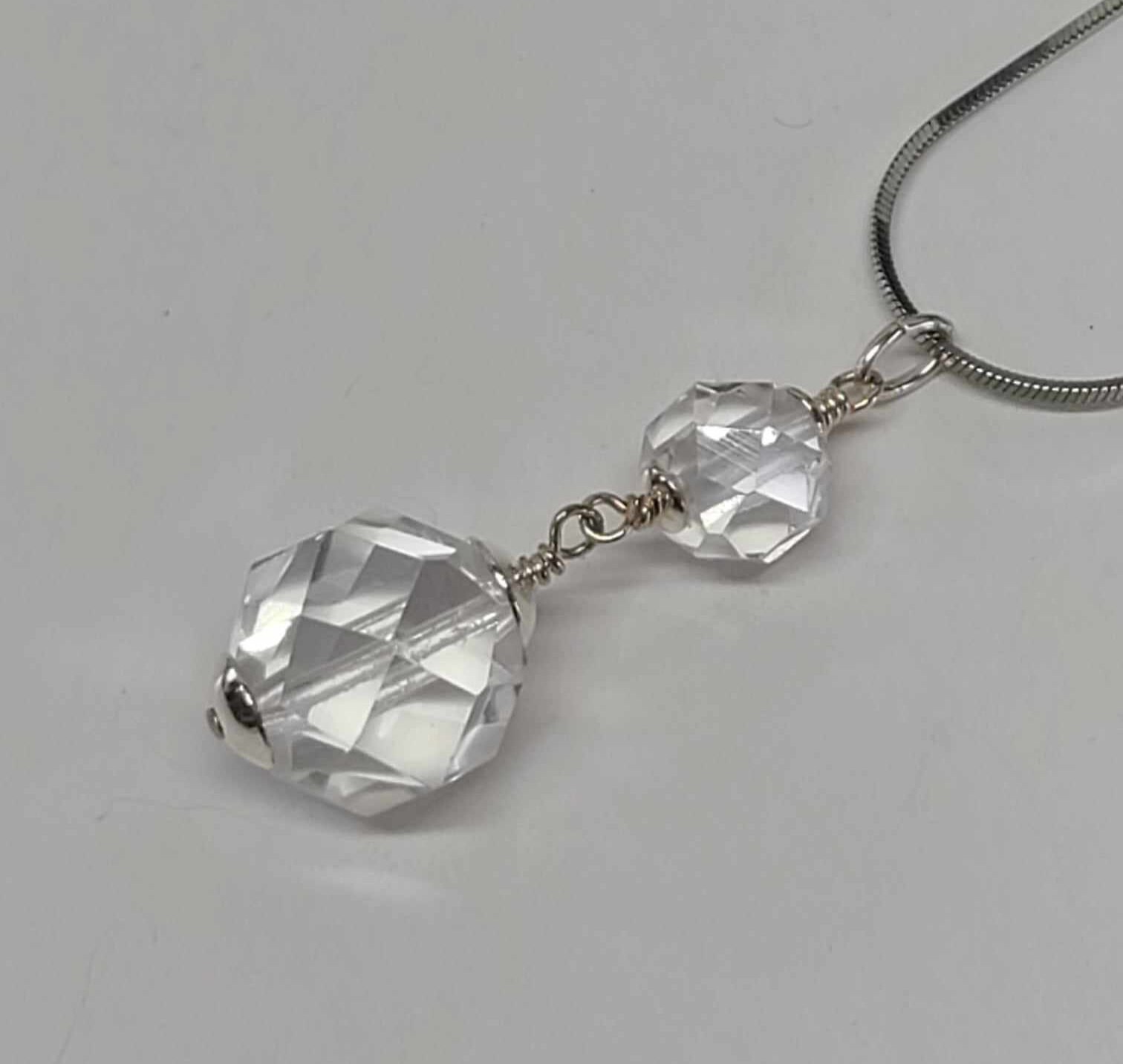 Art Deco Rock Quartz Crystal Sterling Silver Pendant - Thumbnail 4