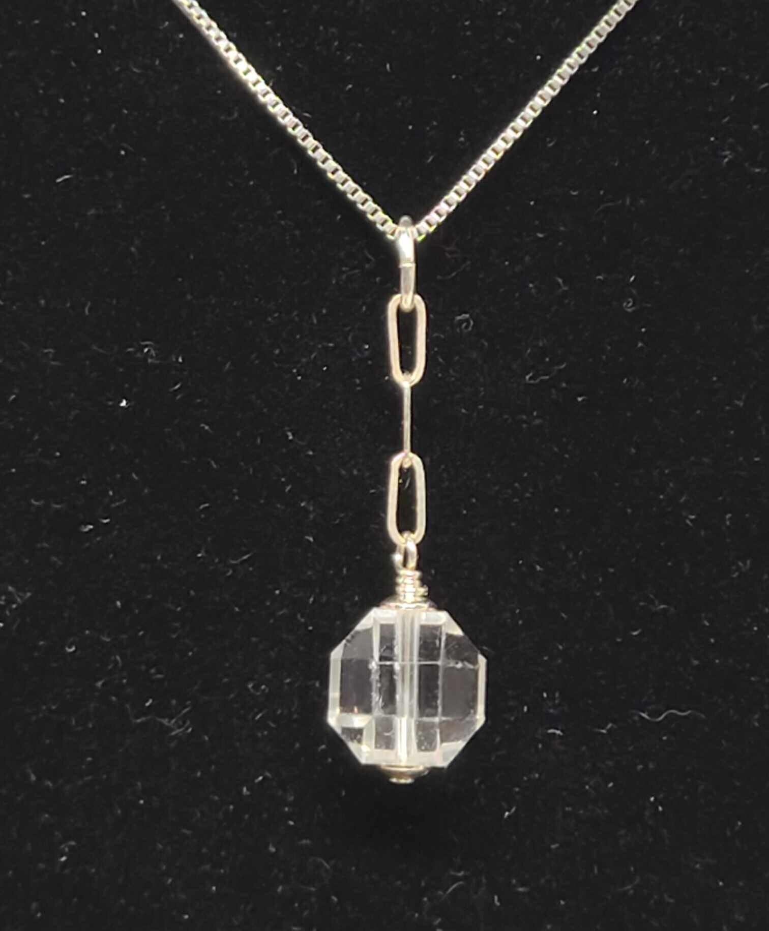 Art Deco Geometric Rock Quartz Crystal Pendant