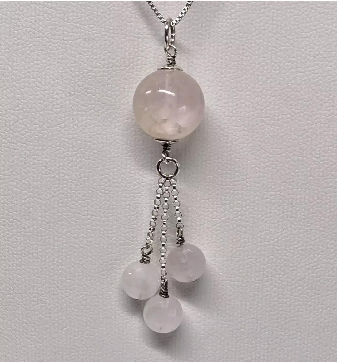 Sterling Silver Rose Quartz Tassel Pendant