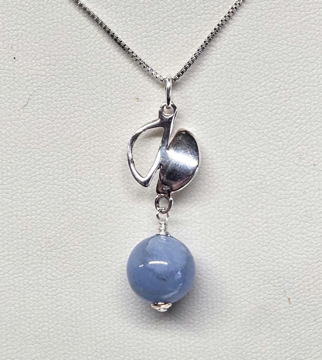 Sterling Silver Milky Aquamarine Art Deco Pendant