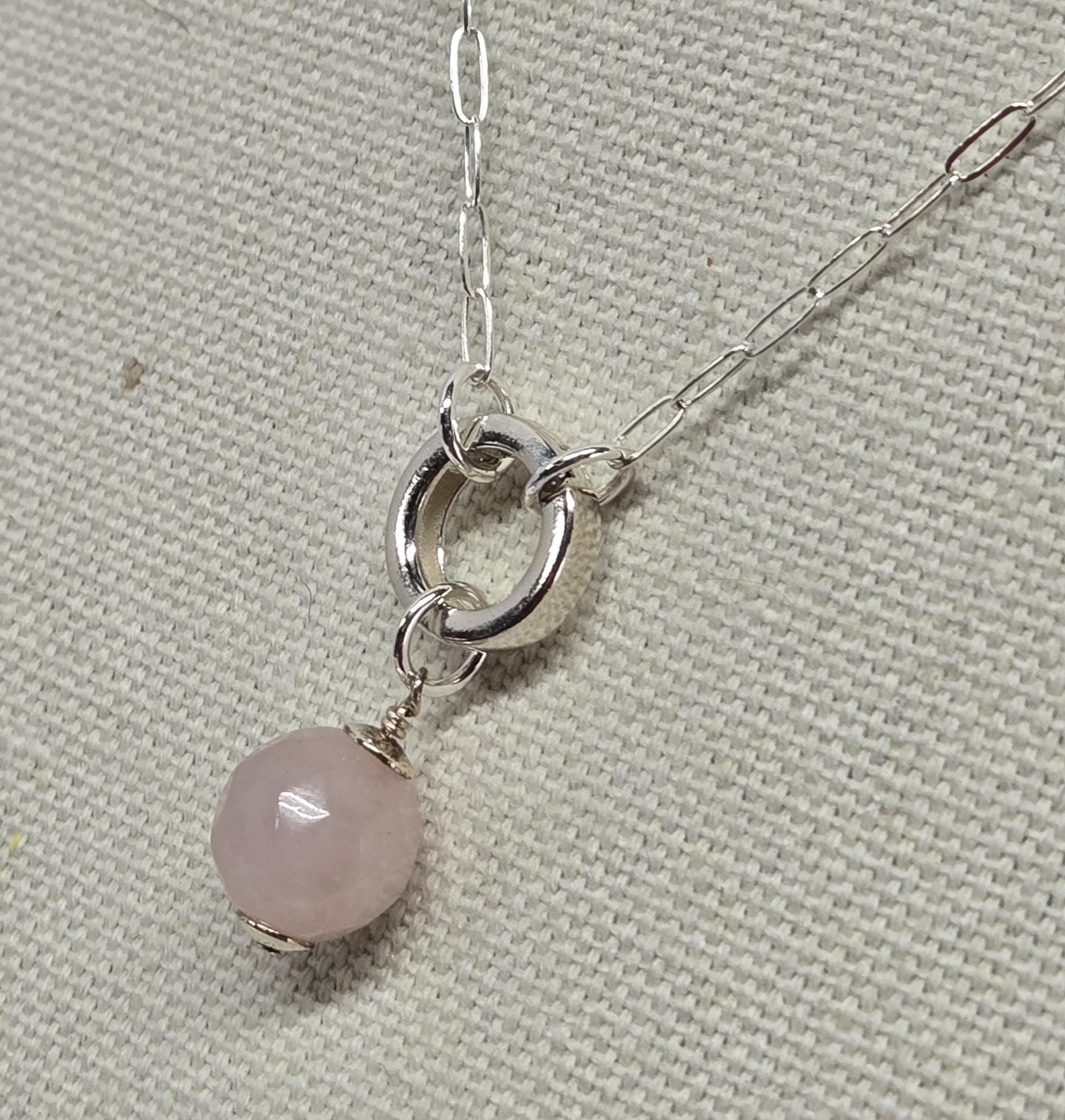 925 Sterling Silver 'Samantha' Stacking Add a Charm Holder Pendant Paperclip Necklace w/Gate Clasp and Choice of Gemstone 'Sami' Charm - Thumbnail 6