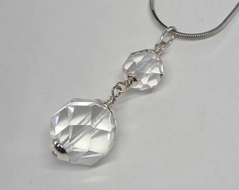 Art Deco Rock Quartz Crystal Sterling Silver Pendant