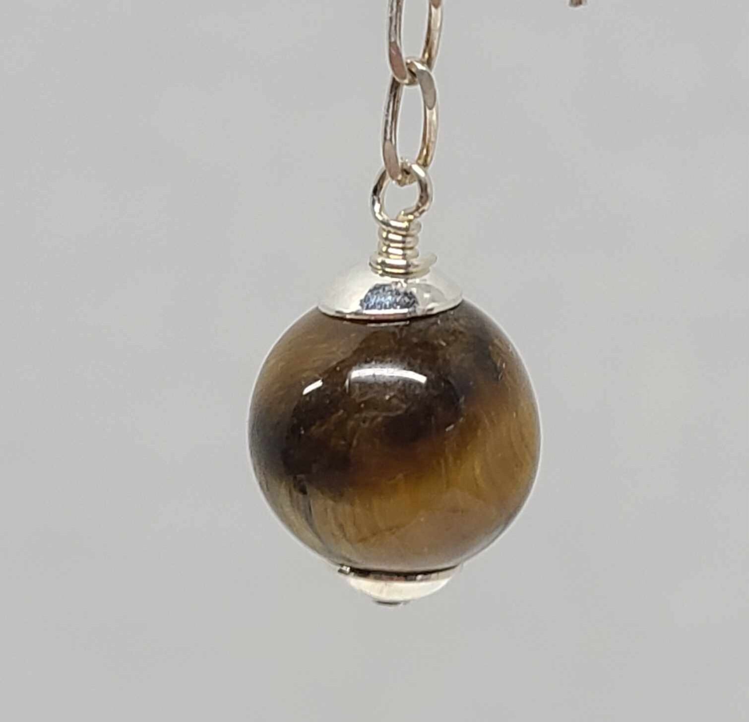 Sterling Silver Tiger's Eye Dangle Earrings - Thumbnail 3