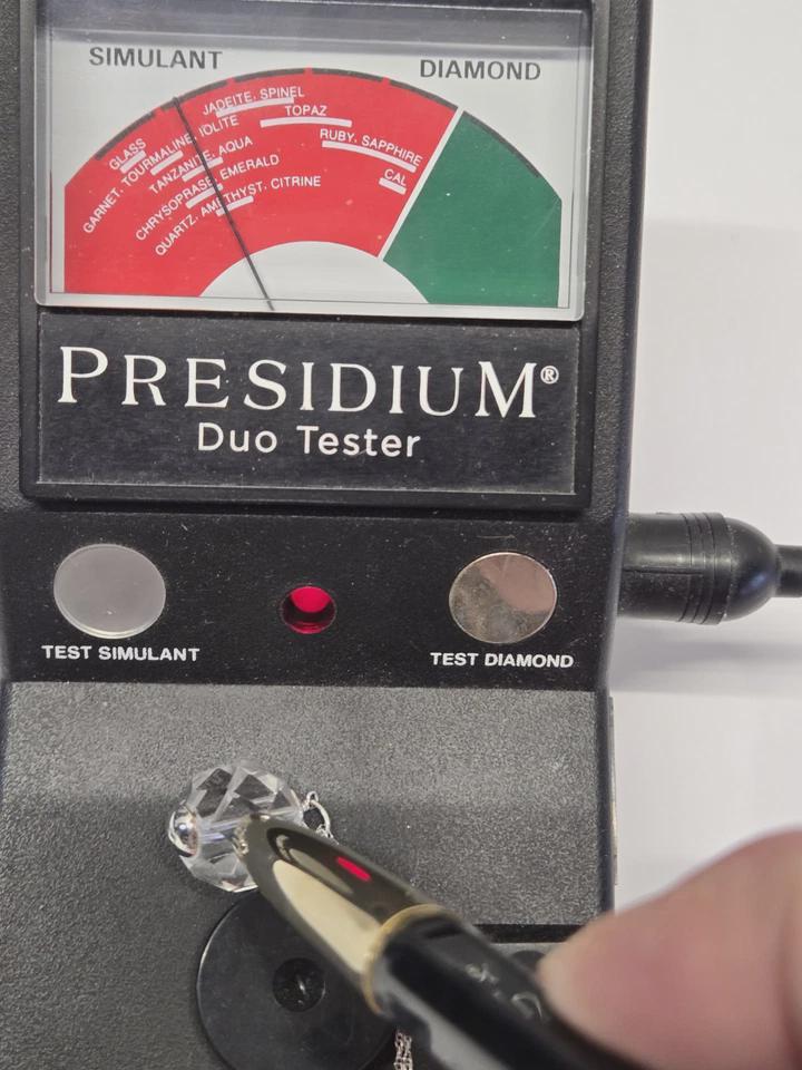 Artisan Sterling Silver Vintage Art Deco 16mm Rock Quartz Crystal Pendant Charm 18" Necklace - Thumbnail 4