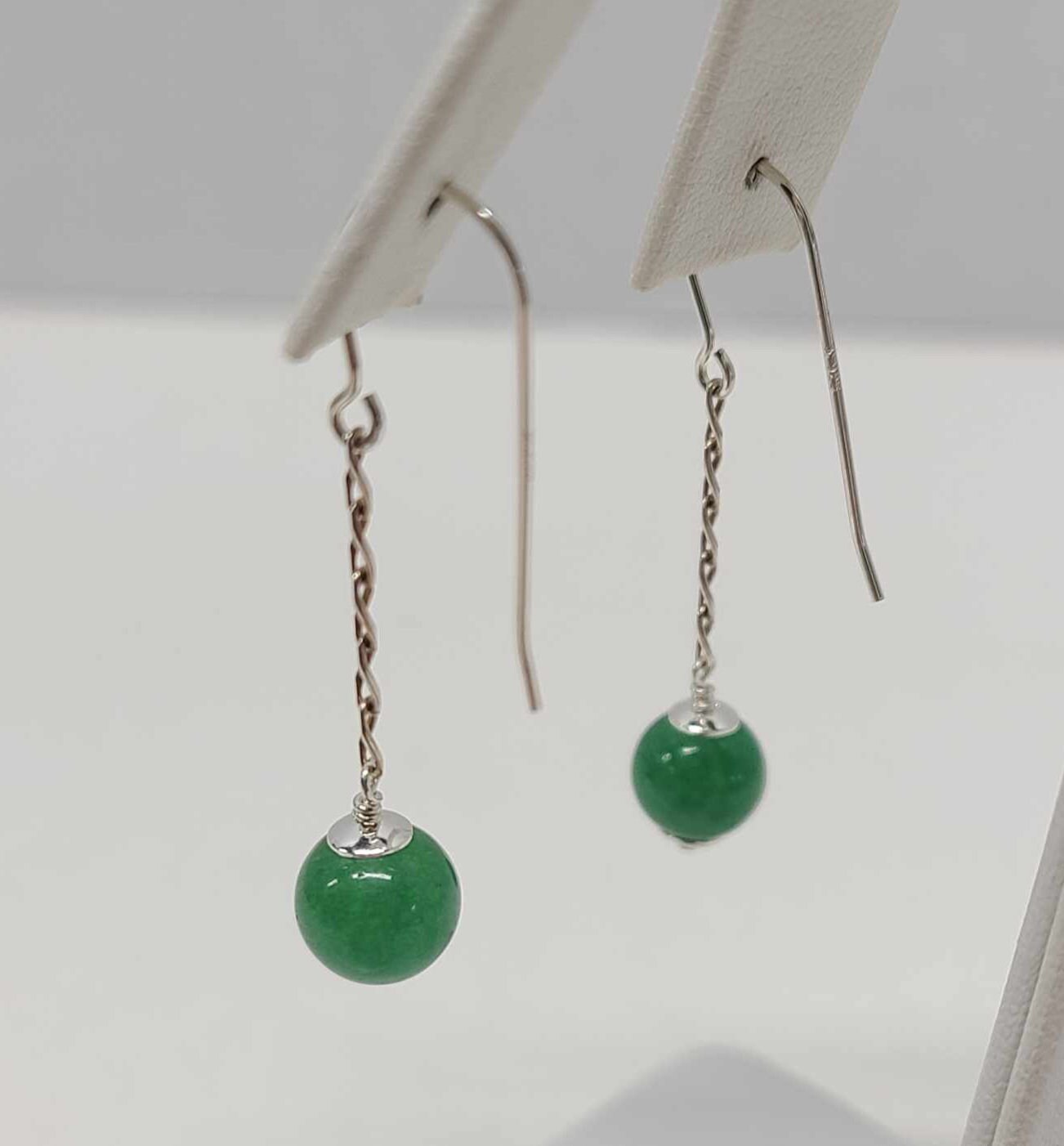 Sterling Silver Green Chrysoprase Dangle Earrings - Thumbnail 3