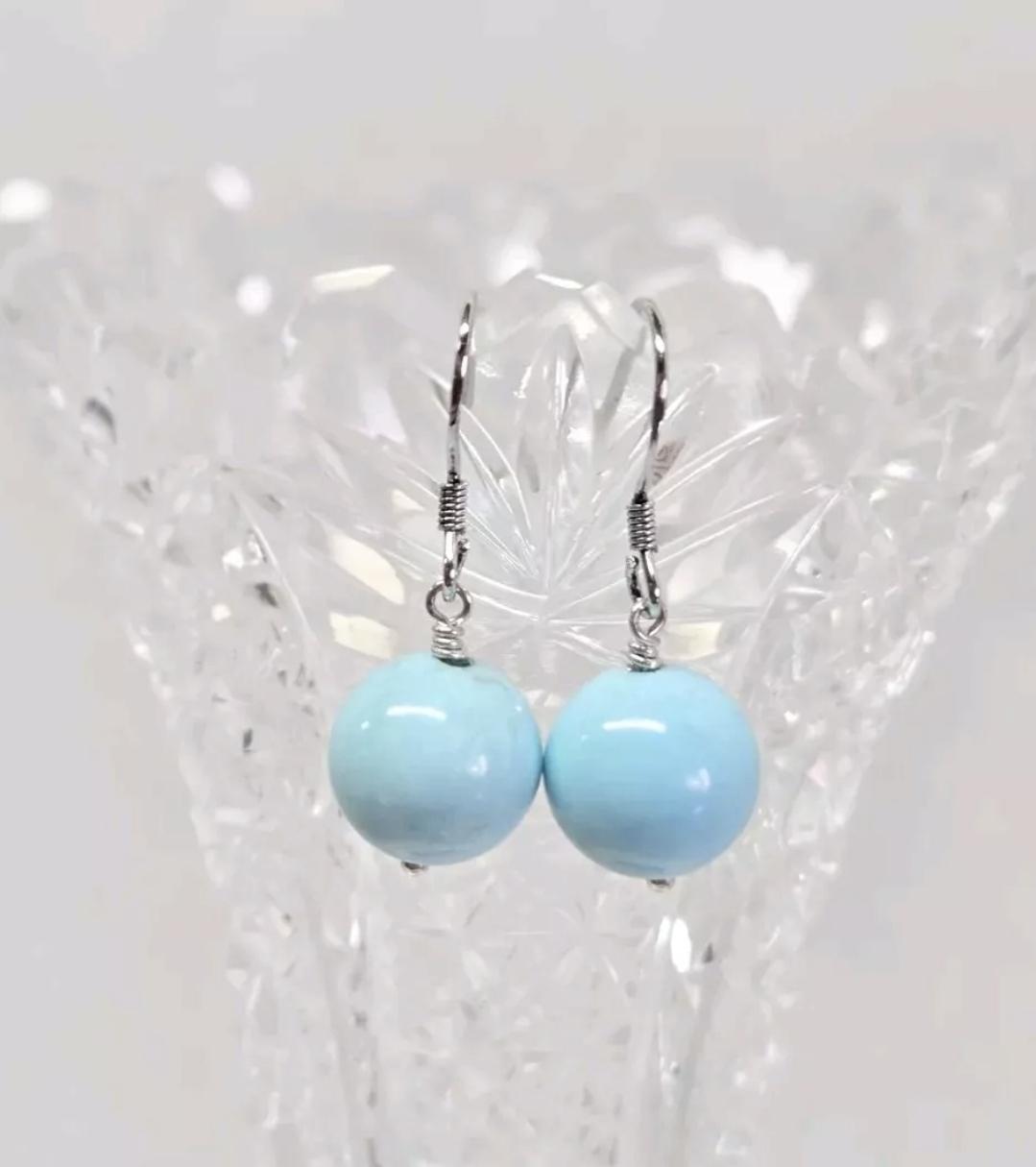 Sterling Silver & Vintage Turquoise Dangle Drop Earrings