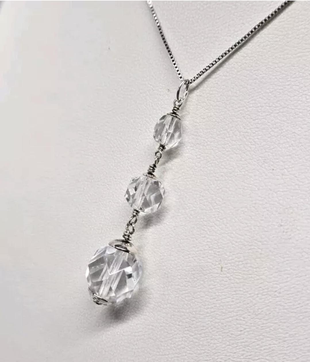 Art Deco Rock Quartz Crystal Sterling Silver Pendant