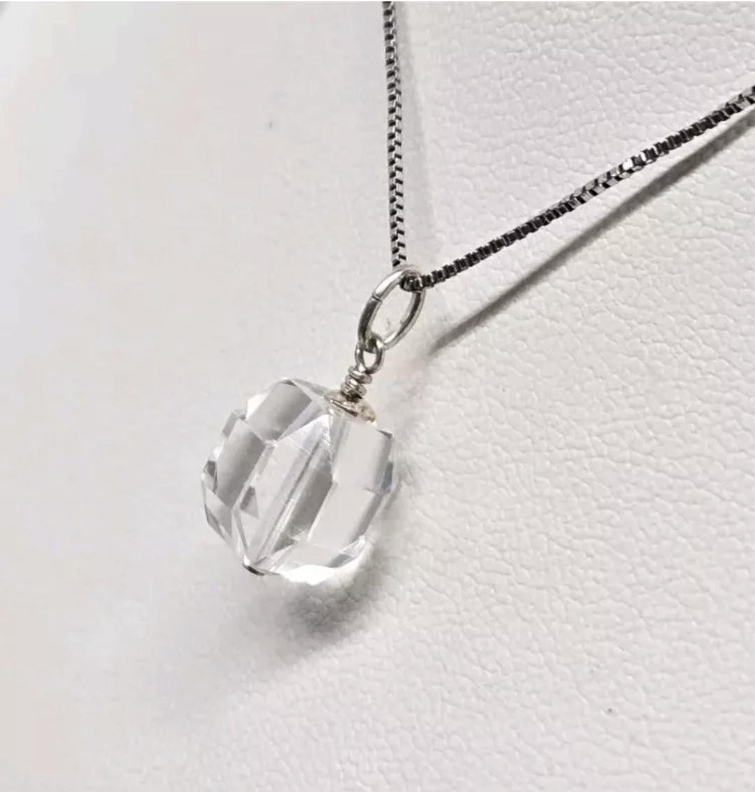 Art Deco Geometric Rock Quartz Crystal Pendant