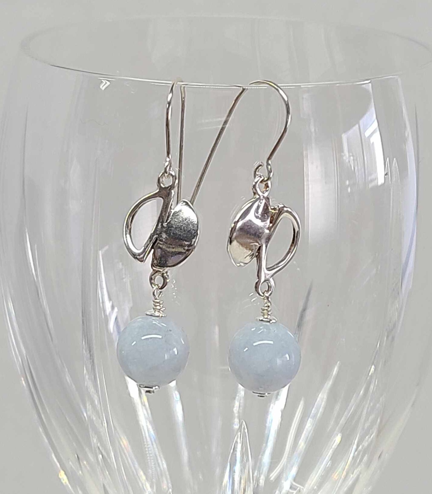 Sterling Silver Milky Aquamarine Dangle Earrings
